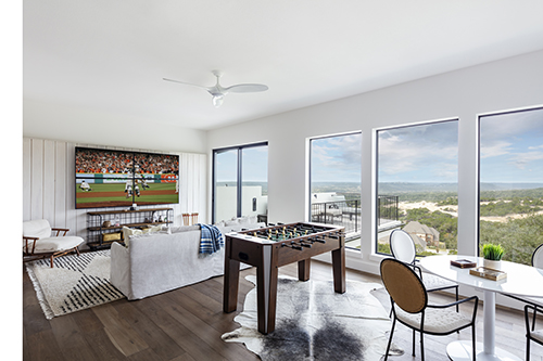 Austin home inside the game room with view